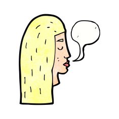 cartoon female face profile with speech bubble N11