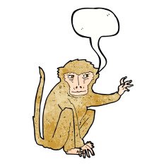 cartoon evil monkey with speech bubble N7
