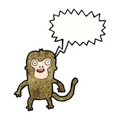 cartoon monkey with speech bubble N38