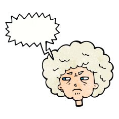 cartoon bitter old woman with speech bubble N22