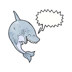 cartoon shark with speech bubble N43