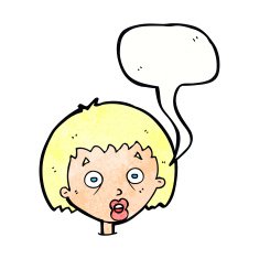 cartoon shocked woman with speech bubble N107