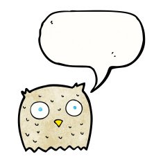 Cartoon owl with speech bubble N75