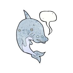 cartoon shark with speech bubble N44