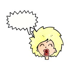 cartoon woman screaming with speech bubble N11