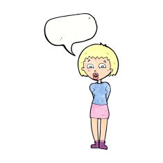 cartoon surprised woman with speech bubble N270