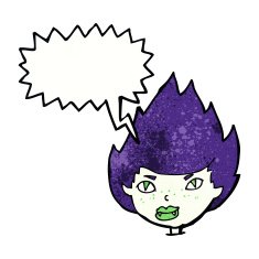 cartoon vampire head with speech bubble N43