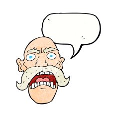 cartoon angry old man with speech bubble N158