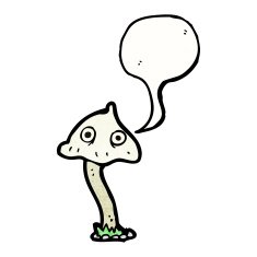 cartoon mushroom with speech bubble N3