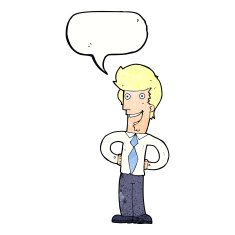 cartoon happy man with speech bubble N497