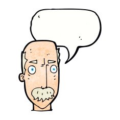 cartoon annoyed old man with speech bubble N74