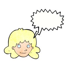 cartoon happy female face with speech bubble N206