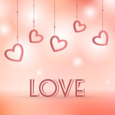 Love sign vector illustration with hearts decorations