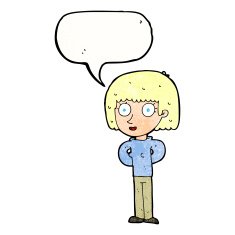 cartoon staring woman with speech bubble N49
