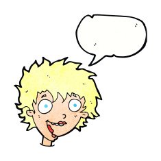 cartoon crazy excited woman with speech bubble N22