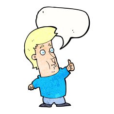 cartoon man giving thumbs up sign with speech bubble N16