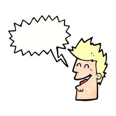cartoon happy man with speech bubble N498