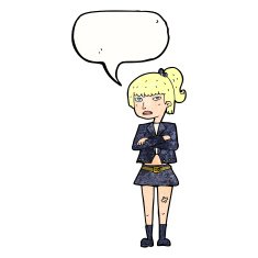 cartoon cool girl with speech bubble N31