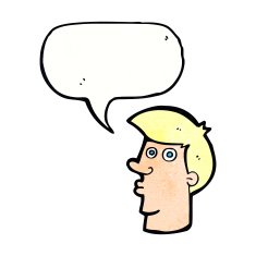 cartoon confused man with speech bubble N42