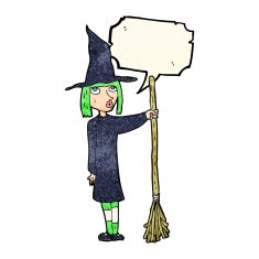 cartoon witch with speech bubble N11