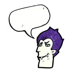 cartoon vampire face with speech bubble N39
