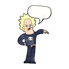 cartoon nasty boy with speech bubble N11