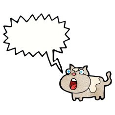 cartoon shocked cat with speech bubble N11