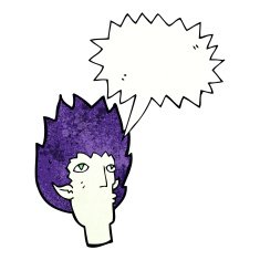 cartoon vampire face with speech bubble N40