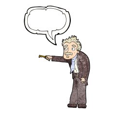 cartoon man trembling with key unlocking speech bubble N10