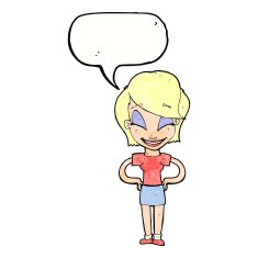 cartoon woman with hands on hips speech bubble N238