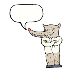 cartoon wolf man with speech bubble N61