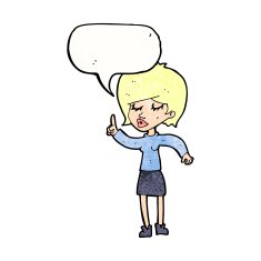 cartoon woman with idea speech bubble N274