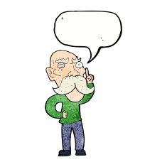 cartoon annoyed old man with speech bubble N75