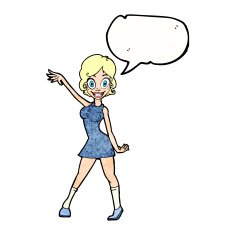 cartoon party girl with speech bubble N11