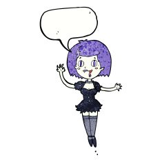 cartoon happy vampire girl with speech bubble N44