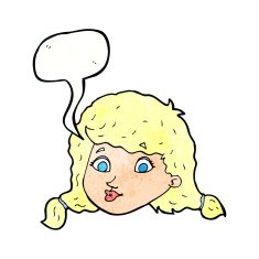 cartoon pretty female face with speech bubble N106