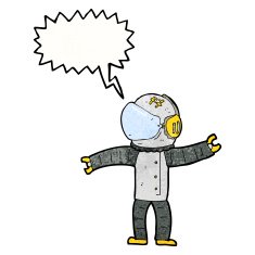 cartoon astronaut with speech bubble N134