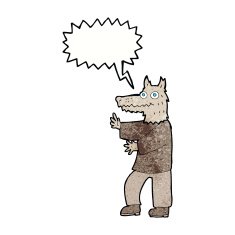 cartoon funny werewolf with speech bubble N18
