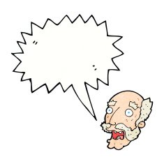 cartoon shocked old man with speech bubble N31