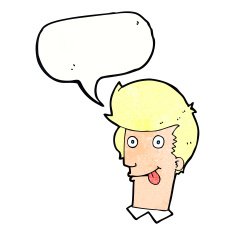 cartoon man with tongue hanging out speech bubble N11