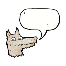 cartoon wolf head with speech bubble N33