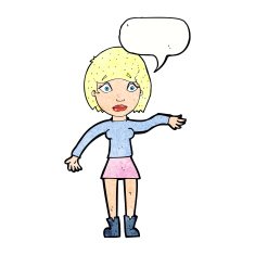 cartoon surprised woman with speech bubble N271