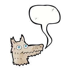 cartoon wolf head with speech bubble N34