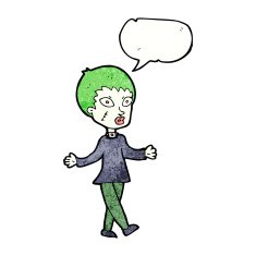 cartoon halloween zombie woman with speech bubble N11