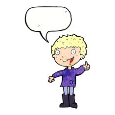 cartoon excited boy with speech bubble N157