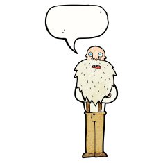 cartoon bearded old man with speech bubble N43