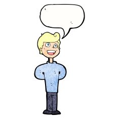 cartoon happy man with speech bubble N505