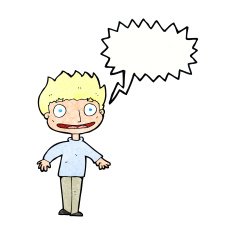 cartoon excited boy with speech bubble N158