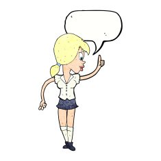 cartoon girl with idea speech bubble N21
