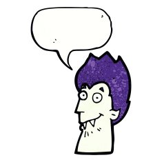 cartoon vampire head with speech bubble N44